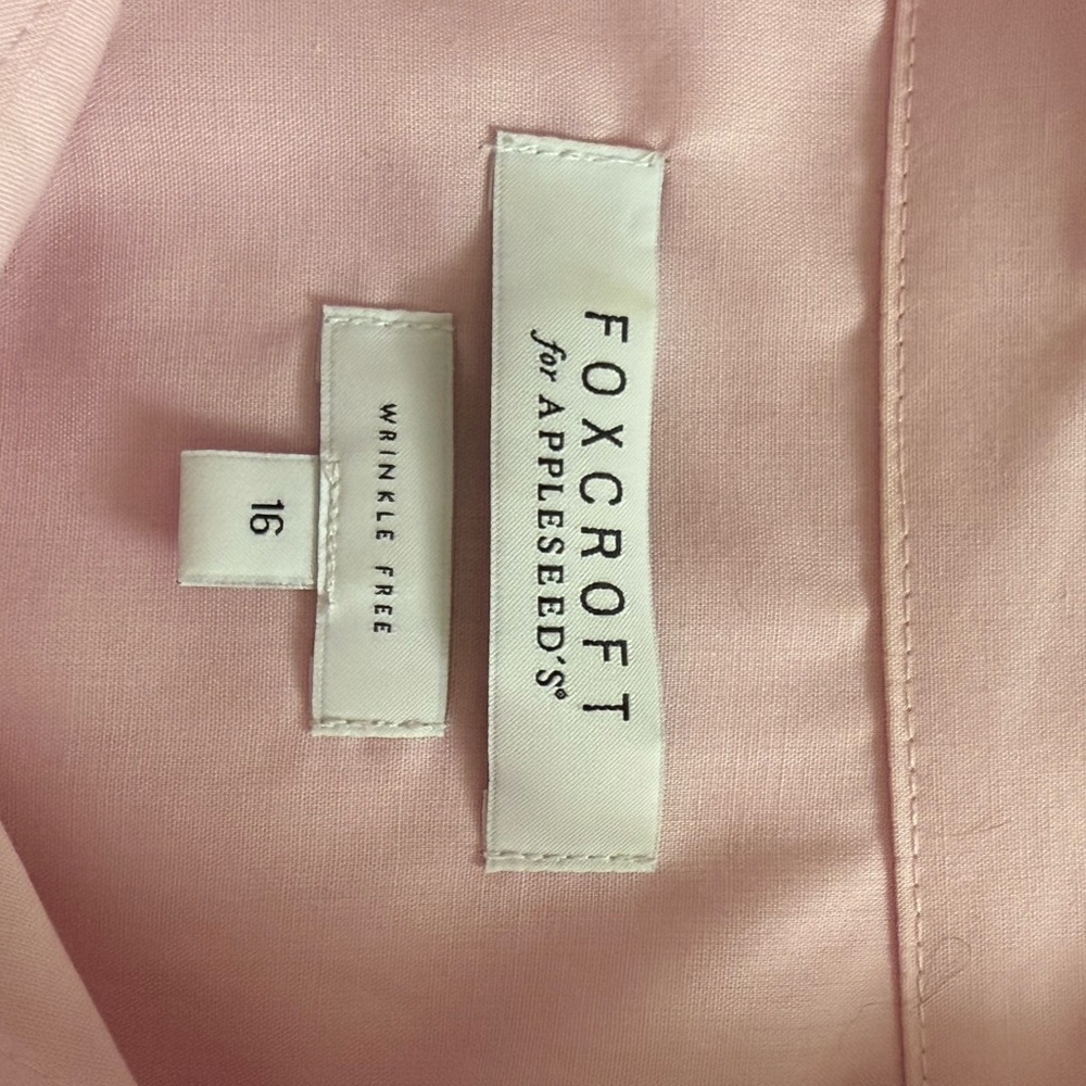 WOMEN’S FOXCROFT SOFT PINK BOYFRIEND NO-IRON PINPOINT LONG SLEEVE SHIRT (sz16) - Picture 4 of 4